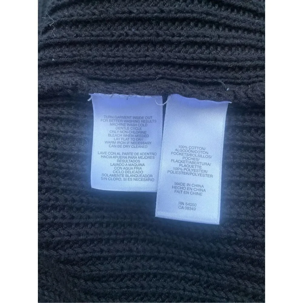 Jones New York Sport Cardigan Black Snap Front Zip Pockets Sz. L